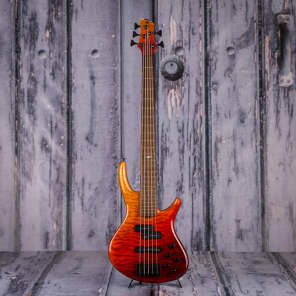 Used 2016 Roscoe Century Custom 5 Electric Bass, Red To Yellow Fade image 3