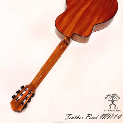 aNueNue MN14E Feather Bird Solid Cedar & Mahogany Nylon Travel Classical Guitar with pickup image 5