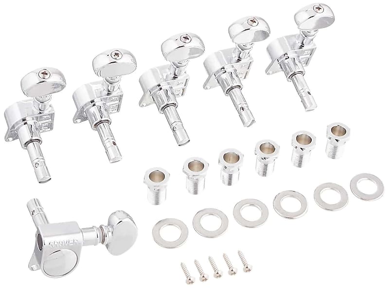 Grover 406C6 Rotomatic Mini 6 in Line Self Locking Machine Heads, Chrome image 1