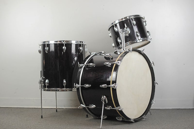 1965 Slingerland Gene Krupa Deluxe Black Sparkle Drum Set image 1