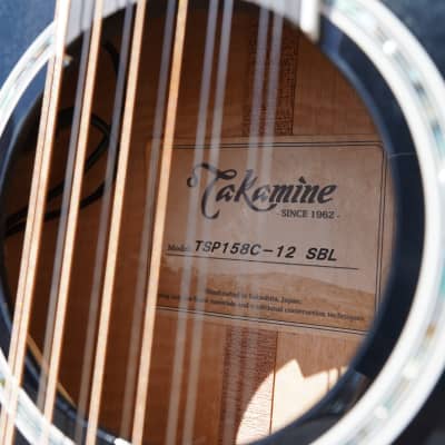 Takamine TSP158C-12 SBL - See Thru Black Gloss  12-String Acoustic Electric Guitar w/ Case image 7