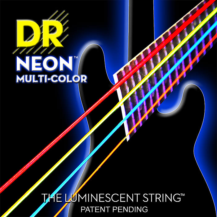 DR Strings Hi-Def Neon Multi-Color Colored Bass Strings: 6-String Medium 30-125 image 1