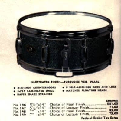 Slingerland - 14x5.5" Hollywood Ace Model Snare Drum, Refinished 1955-1959 - Sparkling Silver Pearl image 3