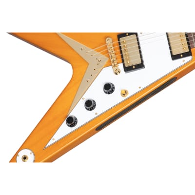 Epiphone - 1958 Korina Flying V Inspired by Gibson - Electric Guitar - Aged Natural w/ White Pickguard - w/ Hard Case image 6