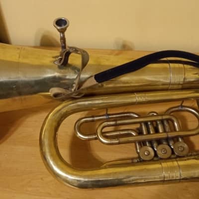 tuba "ES" Soviet 3 Valves Brass Pipe Wind Instrument USSR Vintage and Rare image 2
