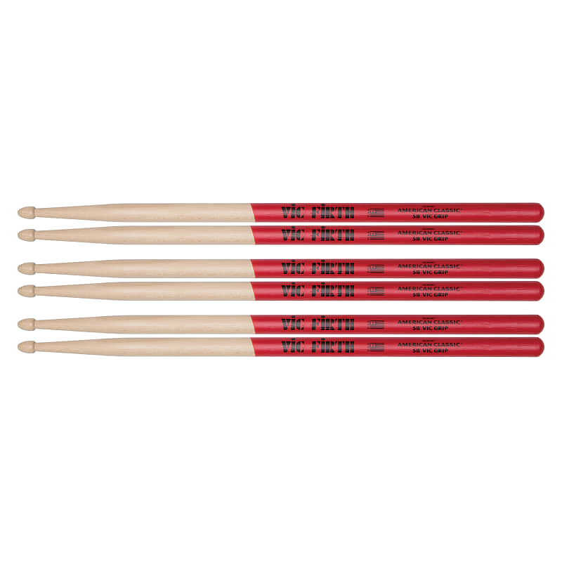 Vic Firth American Classic 5B Vic Grip Wood Tip Drum Sticks (3 Pair Bundle) image 1