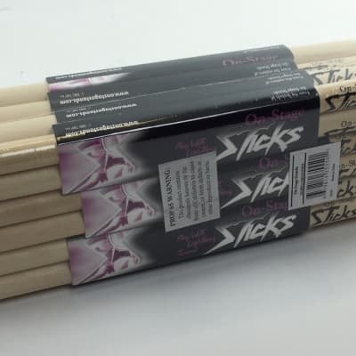 On-Stage Maple Drum Sticks 5A, Wood Tip MW5A- 12 Pack image 2