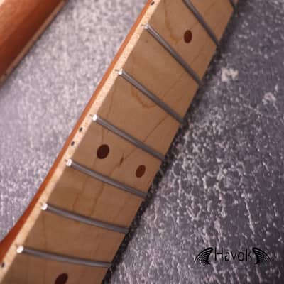 Mahogany T Style Neck, Flame Maple Board, Stainless Steel Frets, T-Type Guitar, 22 Medium Jumbo Jescar Frets, T-Style Vintage Guitar Part And Replacement image 6