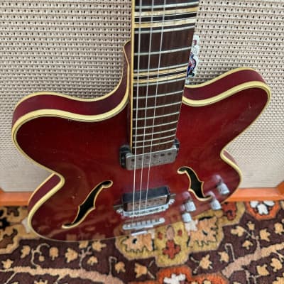Vintage 1963 Hofner Verithin Cherry Red Hollow Archtop Electric Guitar *1960s* image 8