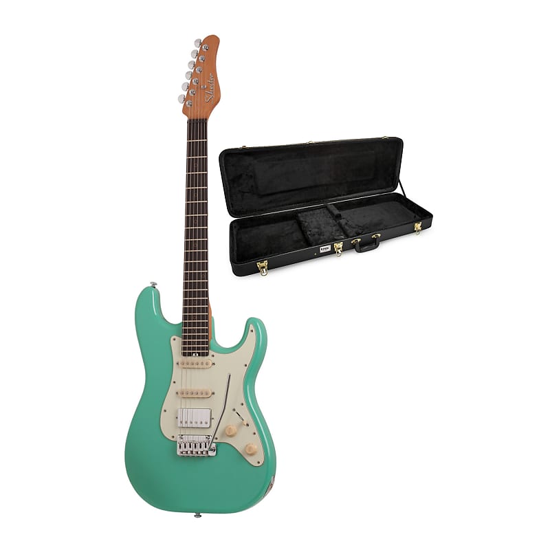 Schecter Nick Johnston Traditional H/S/S 6-String Electric Guitar (Atomic Green) with Carrying Case Bundle image 1