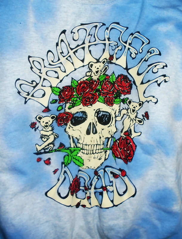 grateful dead bear skull & roses M NEW UK sweat shirt - jerry garcia banjo guitar ripple dark star truckin' image 1