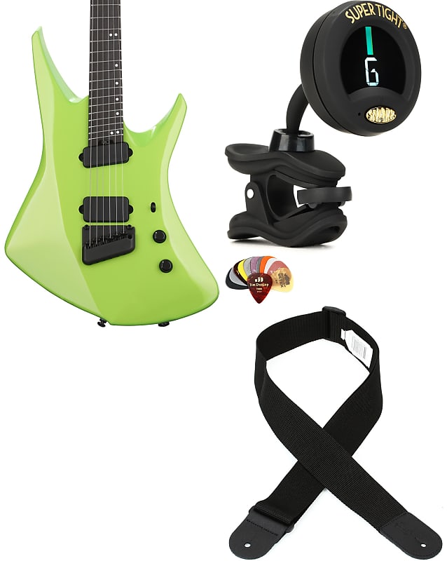 Ernie Ball Music Man Kaizen 6 Solidbody Electric Guitar - Kryptonite  Bundle with Snark ST-8 Super Tight Chromatic Tuner... (4 Items) image 1