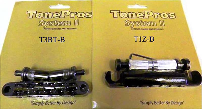 TonePros METRIC Pre-Notched Tuneomatic Bridge & Tailpiece Set - Black LPM02/B image 1