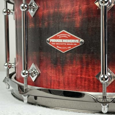 Craviotto 6.5x14" Private Reserve Solid Curly Maple Snare Drum - 2023 Red/Black Satin Duco Fade image 7