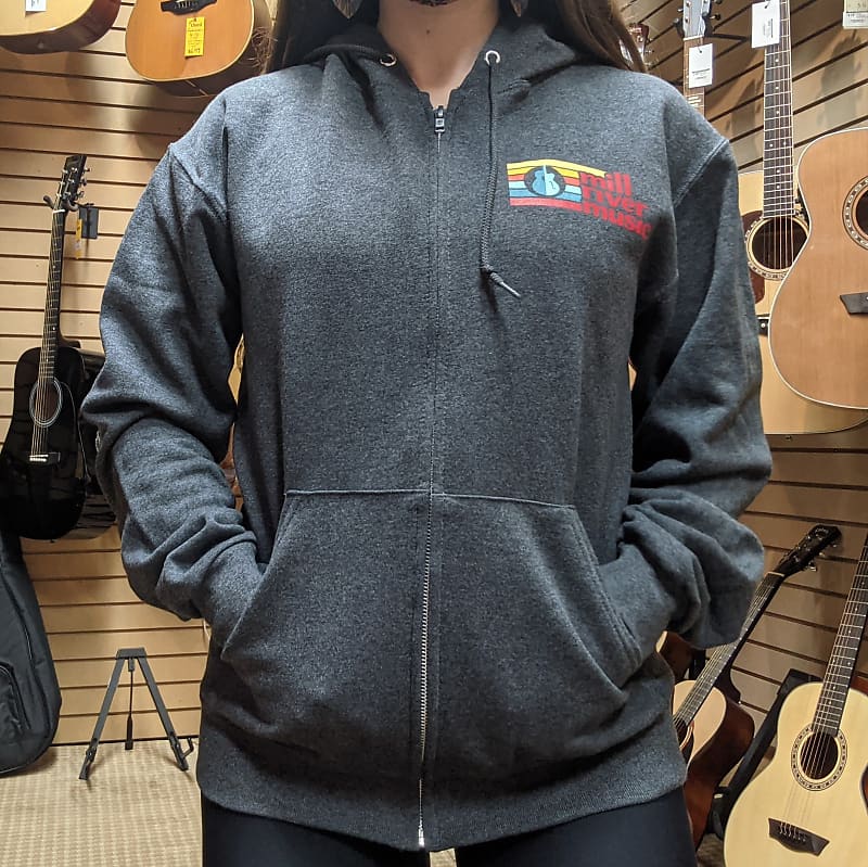 Mill River Music Zip Hoodie 1st Edition Main Logo Unisex Charcoal Heather Small
