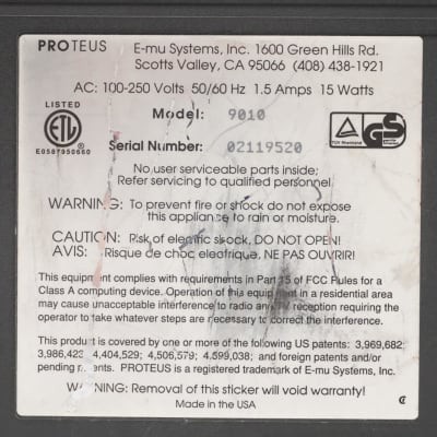 E-MU Proteus/1 9010 16-Bit 32-Voice Digital Sound Sampler Module #53491 image 7