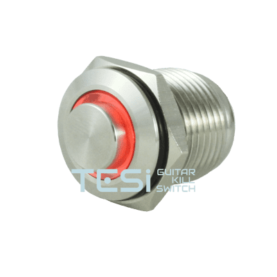 Tesi FILO 16MM LED Metal Momentary Push Button Guitar Kill Switch Stainless Steel / Red image 1