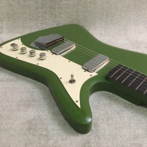 Vintage 1965 Airline Bighorn Green Solid Body Electric Guitar USA Made Kay + Original Gig Bag RARE image 7