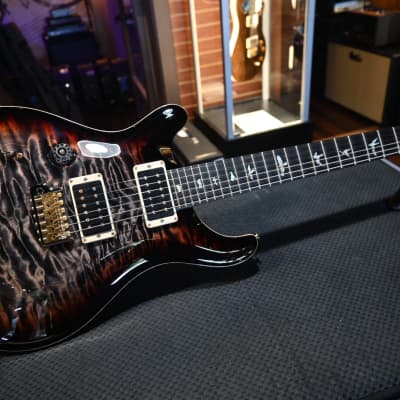 PRS Wood Library Custom 24 Lefty 10-Top Quilt One Piece Top Charcoal Tri-Color Burst #0411 image 2