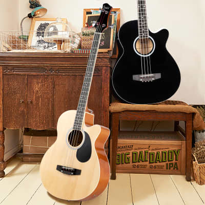 Glarry GMB101 4 string Electric Acoustic Bass Guitar w/ 4-Band Equalizer EQ-7545R 2020s - Burlywood image 13