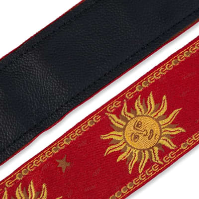 Levy's Leathers MPJG-SUN-RED 2 Jacquard Weave Guitar Strap with Sun Pattern Red image 4