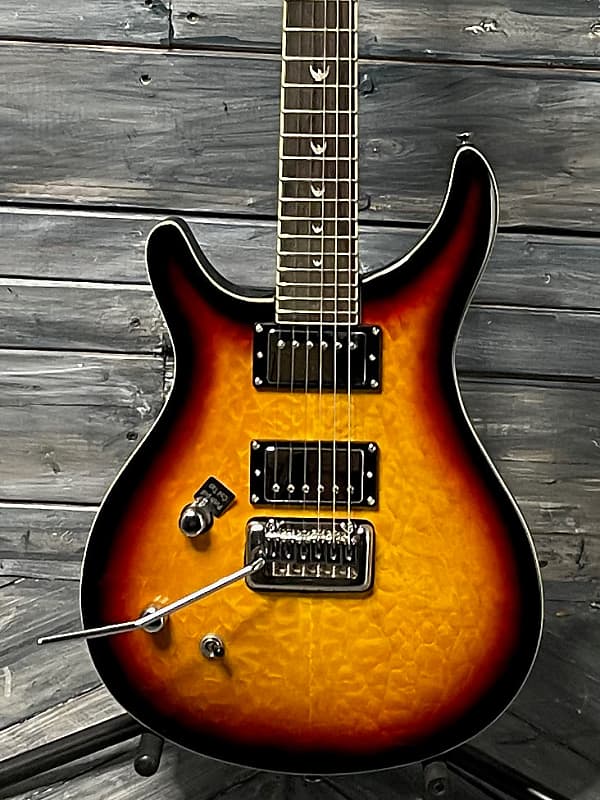 Mint Dillion Left Handed DR-1500 TQ Double Cutaway Electric Guitar- Quilted Sunburst image 1