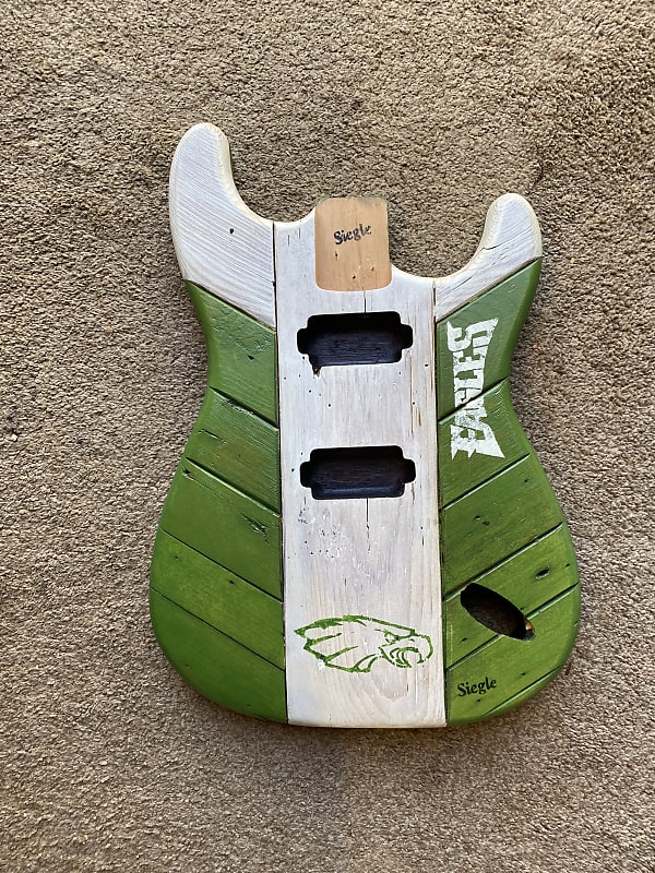 Siegle Eagles bleacher guitar body 2023 Green and white Reverb