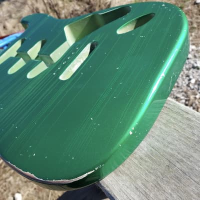 4lbs 1oz BloomDoom Nitro Lacquer Aged Relic Candy Apple Green S-Style Vintage Custom Guitar Body image 7