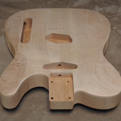 Unfinished Telecaster Body Book Matched Figured Flame Maple Top 2 Piece Alder Back Chambered Very Light 3lbs 4oz! image 7