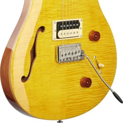PRS SE Custom 22 Semi-Hollow Electric Guitar, Santana Yellow w/ Gig Bag image 2