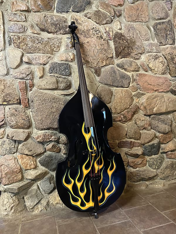 4/4 Electric/Acoustic Jazz Bass - 2005 - Gloss with Flame Made in Romania image 1