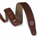 Levys 2 1/2'' Signature Series Suede Guitar Strap W Decorative Piping Brn