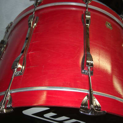 Ludwig Classic Maple 90s Flame Red Shadow Bass Drum 24X16, looks and sounds Great! image 16