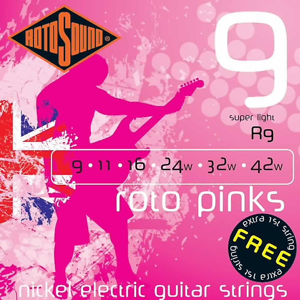 Rotosound R9 Roto Pinks Nickel-Plated Steel Electric Guitar Strings - Super Light (9-42) image 1