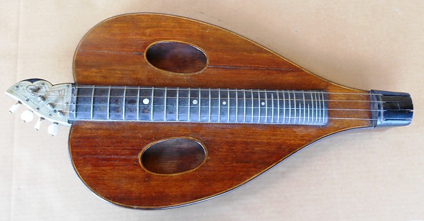unknown Fretted Zither Bowed Table Violin 19th C Dark Brown