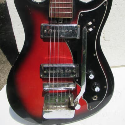 Hy-Lo Guitar,  1960's, Japan, Two Pickup, Redburst, Wang Bar, Very Cool image 4