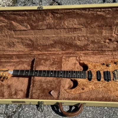Zion Custom Radicaster HSS Stratocaster Style Guitar W/OHSC Natural Burled Maple Top for sale