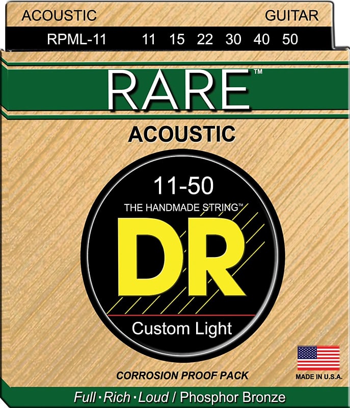 DR Strings RPML-11 Rare Phosphor Acoustic Guitar Strings image 1
