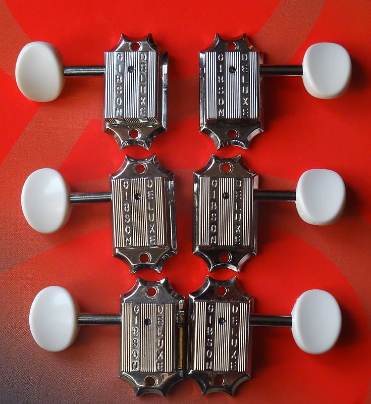ギター Gibson Deluxe White Button Tuner Set GIBSON Deluxe White Button Tuner Set . Machine Heads