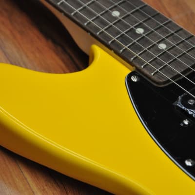 Squier FSR Bullet Competition Mustang HH Yellow w/Black stripes image 8