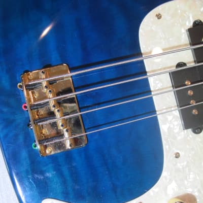Jay Turser JTB-400 QMT Blue 2002- Trans Blue P Bass Light! --FINAL-- image 5