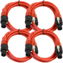 SEISMIC AUDIO 4 Pack of 12 Gauge 5' Red Speakon to Speakon Speaker Cables