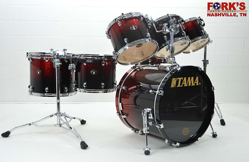 Tama Starclassic Birch 7pc Red to black sparkle fade lacquer