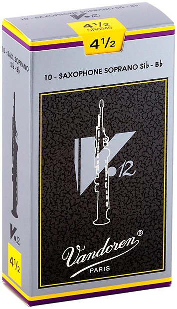 Vandoren SR6045 V12 Series Soprano Saxophone Reeds - Strength 4.5 (Box of 10) image 1