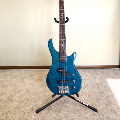JB Player Professional Series Electric Bass Guitar Translucent Blue with GIG BAG image 3