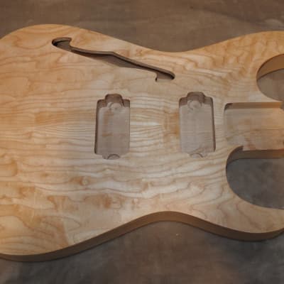 Unfinished Jackson Dinky Style Super Strat Body 2 Piece Alder with a Figured Birdseye Maple 2 Piece Top Double Humbucker Pickup Routes 3 Pounds 1.7 Ounces Chambered Semi-Hollow Very Light! image 1