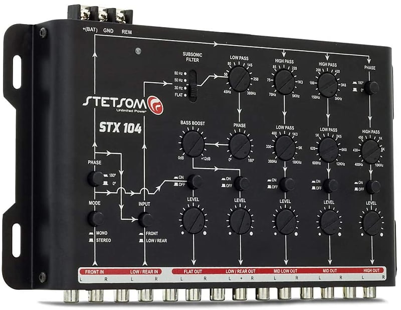 Stetsom STX 104 Crossover - 5 Way Crossovers 9v Output - STX104 Signal  Processor