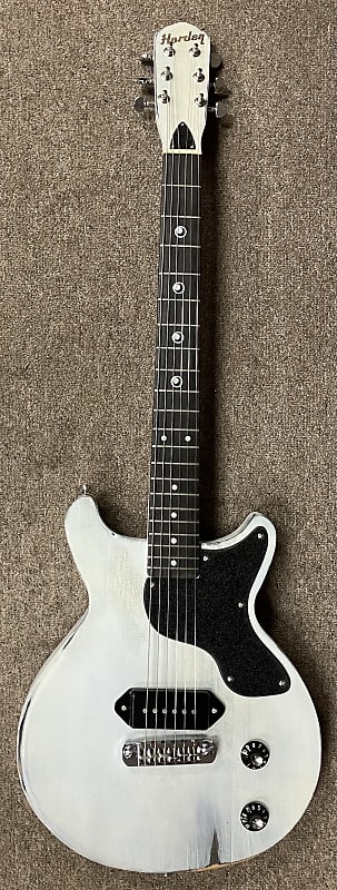 Harden Engineering- DC1, double cut, distressed arctic white, with hardshell case 2023 image 1