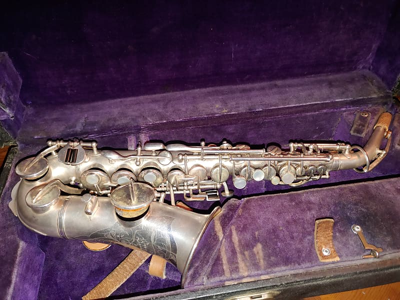 Buescher Curved Soprano. Saxophone Silver plate Reverb