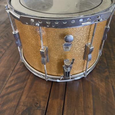 Vintage Ludwig Keystone Marching Snare 14x10 Keystone Marching Snare 1960s Gold Yellow Sparkle image 1